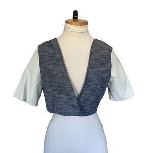 samantha sleeper shrug cropped jacket chambray leather couture medium